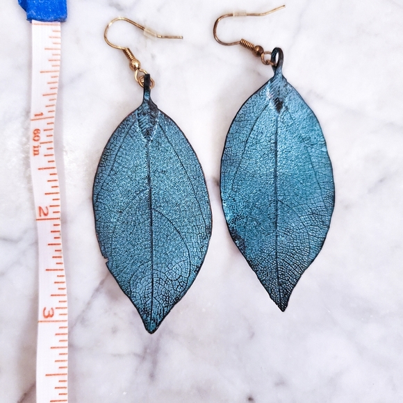 Copper-Dipped, Real Leaf Earrings - Picture 1 of 3